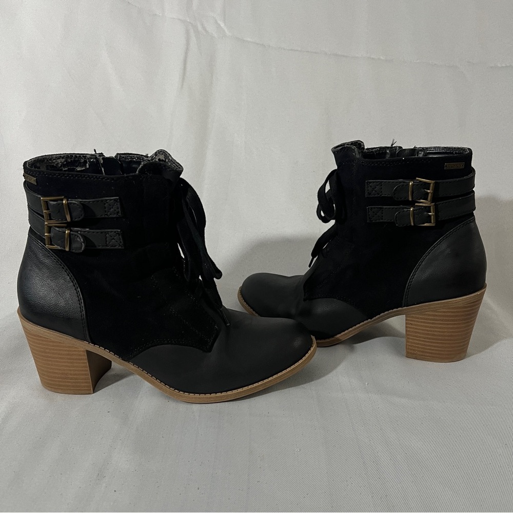 Roxy Women's Mackay Ankle Boot‎ Black Size 9 Chunky Heel Block Radness Happiness
